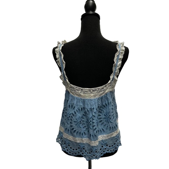 Gorgeous Bohemian LoveShackFancy Lace cut outs Blouse Vintage Vibes - Picture 3 of 11